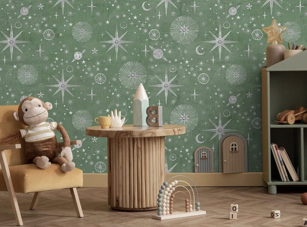 Milky Way Wallpaper in Green by Milton & King